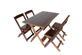 jogo de mesa 120x70 com 4 cadeiras dobraveis - Estilo Rústico - cor café