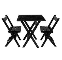 Jogo de Mesa 2 Cadeiras 70x70 Dobravel para Area de Lazer Preto - I9