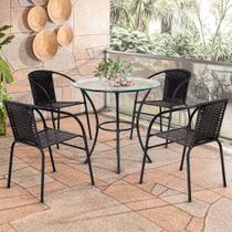 Jogo de Mesa 4 Cadeiras Happy Hour para Área Externa em Aço e Fibra Sintética