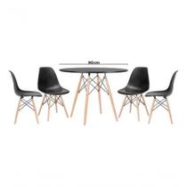 Jogo De Mesa 4 Cadeiras Pretas Eames Eiffel 90cm New