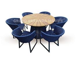 Jogo De Mesa 6 Cadeiras De Corda Náutica Varanda Área de Churrasco Laser - Varanda Fibras