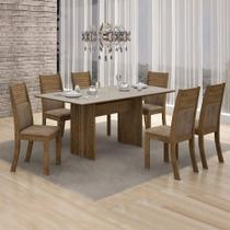 Jogo de Mesa 6 Cadeiras Florença Leifer - TAMPO VIDRO OFF WHITE