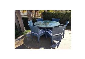 Jogo De Mesa 6 Poltronas Fibra Sintetica Area Externa Intern