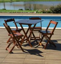 Jogo De Mesa 70x70 C/4 Cadeiras com Furo para Ombrelone Imbuia - Móveis Britz