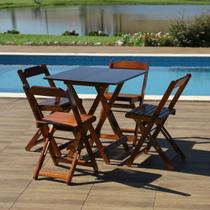 Jogo de Mesa 70x70 com 4 Cadeiras Dobráveis de Madeira Imbuia - Móveis Britz Jogo de Mesa 70x70 com 4 Cadeiras Dobráveis de Madeira Imbuia - Móveis Britz