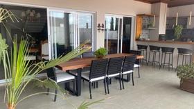 Jogo De Mesa 8 Cadeiras Fibra e Alumínio Jantar Area Gourmet