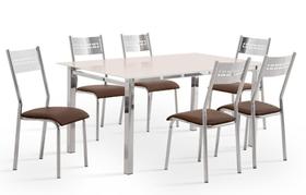 Jogo de Mesa Aço Nobre Ortencia com 6 Cadeiras