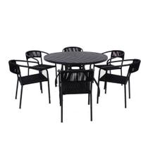 Jogo De Mesa Alumínio 6 Cadeiras Lavanda Corda Náutica Preto