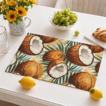 Jogo de Mesa Americano 6 Peças Sousplat de PVC para Mesa Posta Tropical Frutas Coco