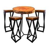 Jogo De Mesa Bistro 4 Banqueta Alta Cozinha Bancada Varanda Bar Preto