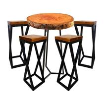 Jogo de Mesa Bistrô 4 Banquetas Mark X de Madeira Maciça Móveis Rústicos