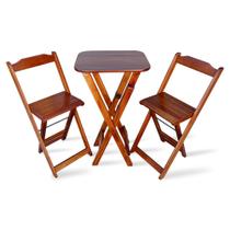 Jogo de Mesa Bistro com 2 Cadeiras Dobravel para Bar e Restaurante- Imbuia