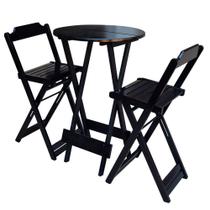 Jogo de Mesa Bistrô de Madeira com 2 Cadeiras Dobravel Ideal para Bar e Restaurante Marrom Escuro