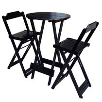 Jogo de Mesa Bistrô de Madeira com 2 Cadeiras Dobravel Ideal para Bar e Restaurante Tabaco
