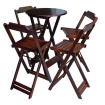 Jogo de Mesa Bistrô de Madeira com 4 Cadeiras Dobravel Ideal para Bar e Restaurante Imbuia - Móveis Guará