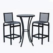 Jogo de Mesa Bistrô e 2 Banquetas Lótus para Varanda e Área Externa de Jardim Piscina