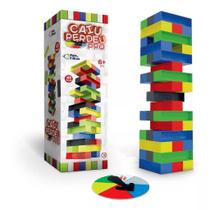 Jogo De Mesa Caiu Perdeu Jenga Pro Plástico Colorido C/ Roleta Pais e Filhos