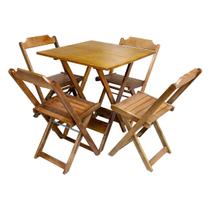 Jogo de Mesa com 4 Cadeiras de Madeira Dobravel 60x60 Ideal para Bar e Restaurante - Mel