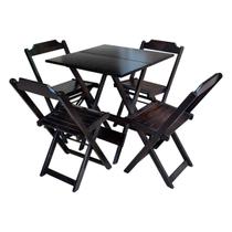 Jogo de Mesa com 4 Cadeiras de Madeira Dobravel 60x60 Ideal para Bar e Restaurante - Tabaco