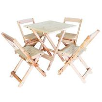 jogo de mesa com 4 cadeiras dobráveis - Estilo Rustico - cor natural sem pintura - pronto para uso