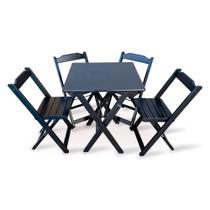 Jogo de Mesa com 4 Cadeiras Dobravel 60x60 para Area Gourmet - Preto