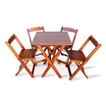 Jogo de Mesa com 4 Cadeiras Dobravel 70x70 para Area Gourmet - Imbuia