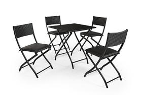 Jogo de mesa com 4 cadeiras dobravel bar lanchonete restaurante preto