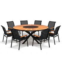 Jogo De Mesa Com 8 Cadeiras Tela Sling E Alumínio para Área Gourmet Jogo De Mesa Com 8 Cadeiras Tela Sling E Alumínio para Área Gourmet