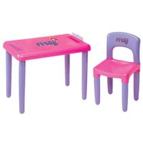 Jogo De Mesa Com Cadeirinha Infantil Mesinha Para Criança De Plástico Rosa Brinquedos Magic Toys