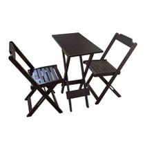 Jogo de Mesa Compacta 35x70 com 2 Cadeiras Ideal para Varanda - Tabaco - Móveis Guará