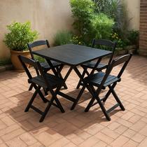 Jogo De Mesa Dobrável 70x70 com 4 Cadeiras Madeira Maciça Bar