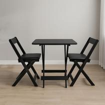 Jogo de Mesa Dobrável 70x70 Com Duas Cadeiras Estofadas Madeira Maciça Jogo de Mesa Dobrável 70x70 Com Duas Cadeiras Estofadas Madeira Maciça