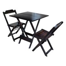 Jogo De Mesa Dobravel Com 2 Cadeiras De Madeira 70x70 - Tabaco