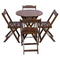 Jogo de Mesa Dobravel com 4 Cadeiras Tampo Redondo 70x70 Imbuia - Móveis Guará
