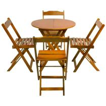 Jogo de Mesa Dobravel com 4 Cadeiras Tampo Redondo 70x70 Mel - Móveis Guará