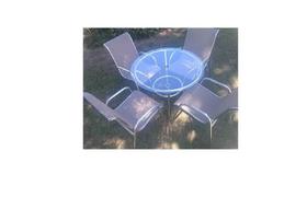 Jogo De Mesa E 4 Cadeiras Tela Sling E Alumínio Com Vidro