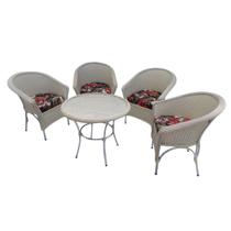 Jogo de Mesa e Cadeiras Cru Fibra Sintética Varanda Jardim