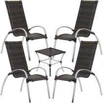 Jogo de Mesa e Cadeiras de Alumínio em Fibra Sintética Área Externa ou Interna Trama Original
