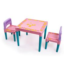 Jogo de Mesa e Cadeiras Infantil Educativa Conjunto Com 1 Mesa e 2 Cadeiras Rosa Para Crianças Mesinha Didática Menina Com Alfabeto e Números Tritec - Tritec Plasticos