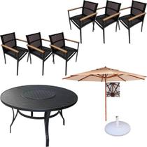 Jogo de Mesa Giratória 6 Cadeiras Alumínio de Jardim Piscina