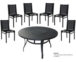 Jogo De Mesa Giratória Aluminio + 6 Cadeiras Jardim Jantar - Sarah Móveis