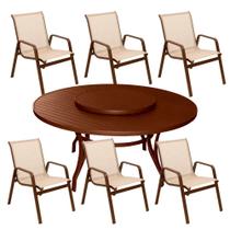 Jogo de Mesa Giratória com 6 cadeiras Lótus Jogo de Mesa Giratória com 6 cadeiras Lótus
