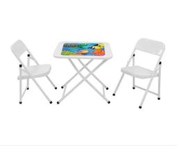 Jogo De Mesa Infantil Com Duas Cadeiras Branca (Caixa) Jogo De Mesa Infantil Com Duas Cadeiras Branca (Caixa)