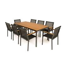 Jogo de Mesa Jantar de Madeira e Cadeiras Alumínio Cozinha