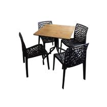 Jogo de Mesa Jantar Imbuia 70x70 Com 4 Cadeiras Gruvyer Preta