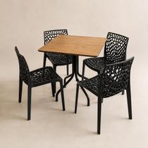 Jogo de Mesa Jantar Imbuia 70x70 Com 4 Cadeiras Gruvyer Preta Jogo de Mesa Jantar Imbuia 70x70 Com 4 Cadeiras Gruvyer Preta