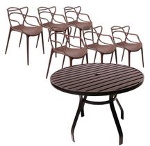 Jogo de Mesa Jantar Ripada 1,20m Alumínio + 6 Cadeiras Alegra Polipropileno Área Jardim Piscina