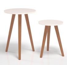 Jogo De Mesa Lateral Redonda Pé Palito Off White