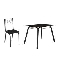 Jogo de Mesa Lotus 107cm e 4 Cadeiras 119 Preto Fosco - Artefamol