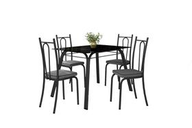 Jogo de Mesa Lotus Preto 75cm com 4 Cadeiras 123 Preto/Platina - Artefamol